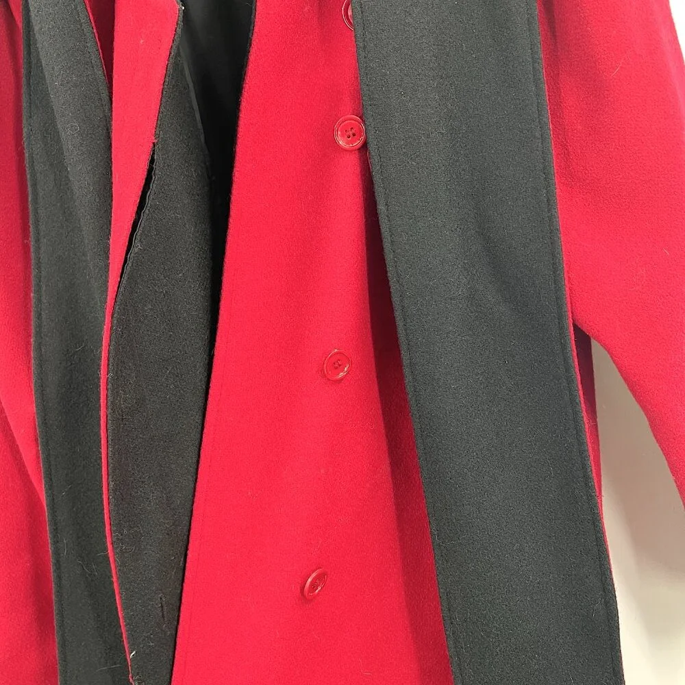 Vintage union made NYG new york girl red wool trench coat glamorous chic‎ 16